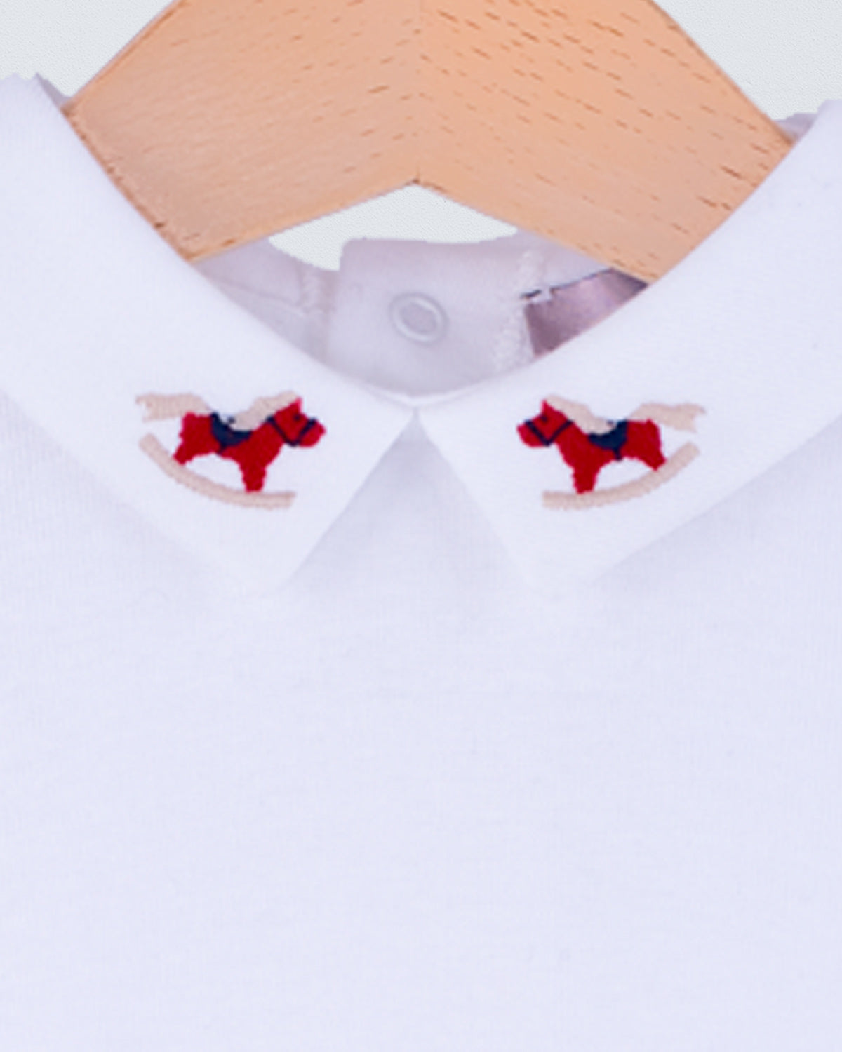 Italian Embroidered Red Rocking Horse Onesie
